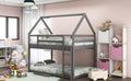 Twin Over Twin Low Bunk Bed, House Bed With Laddergray Old Sku:Wf197808Aae Gray Pine