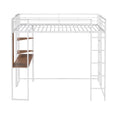 Twin Metal Loft Bed With 2 Shelves And One Desk ,White Old Sku: Mf281206Aak White Metal