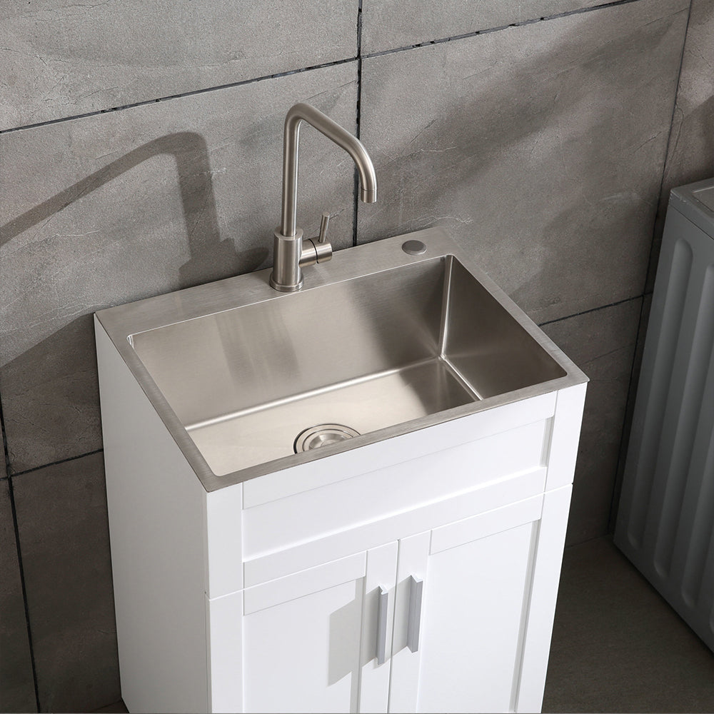 24In Stainless Steel Washing Sink W Faucet Hoses And Drain Head Only Update Silver Stainless Steel Stainless Steel