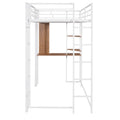 Twin Metal Loft Bed With 2 Shelves And One Desk ,White Old Sku: Mf281206Aak White Metal