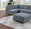 Living Room Furniture Ottoman Steel Color Dorris Fabric 1Pc Cushion Ottomans Wooden Legs Deco Grey Mix Primary Living Space Grey Contemporary,Transitional Fabric