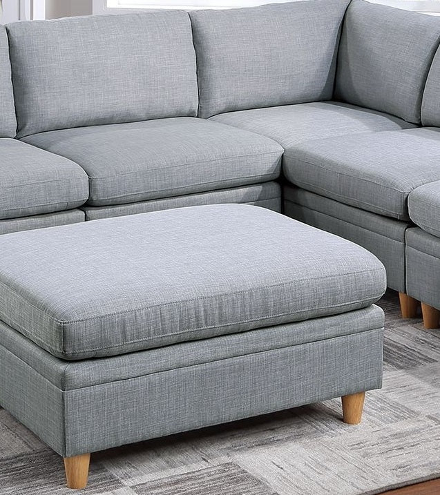 Living Room Furniture Ottoman Light Grey Dorris Fabric 1Pc Cushion Ottomans Wooden Legs Light Grey Primary Living Space Grey Modern,Transitional Rectangle Fabric