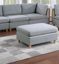 Living Room Furniture Ottoman Light Grey Dorris Fabric 1Pc Cushion Ottomans Wooden Legs Light Grey Primary Living Space Grey Modern,Transitional Rectangle Fabric