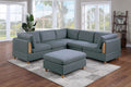 Living Room Furniture Ottoman Steel Color Dorris Fabric 1Pc Cushion Ottomans Wooden Legs Deco Grey Mix Primary Living Space Grey Contemporary,Transitional Fabric
