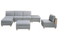 Living Room Furniture Ottoman Light Grey Dorris Fabric 1Pc Cushion Ottomans Wooden Legs Light Grey Primary Living Space Grey Modern,Transitional Rectangle Fabric