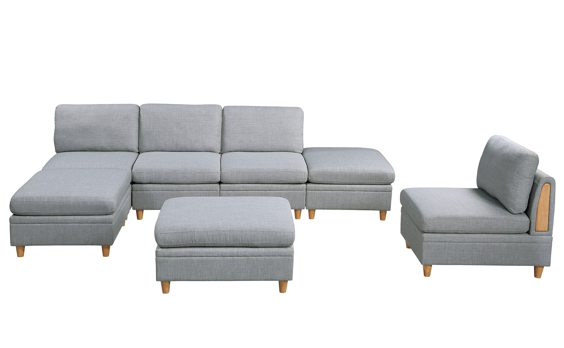 Living Room Furniture Corner Wedge Light Grey Dorris Fabric 1Pc Cushion Wedge Sofa Wooden Legs Light Grey Primary Living Space Contemporary,Transitional Fabric