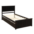 Platform Bed With Twin Size Trundle, Twin Size Frame, Espresso Espresso Pine