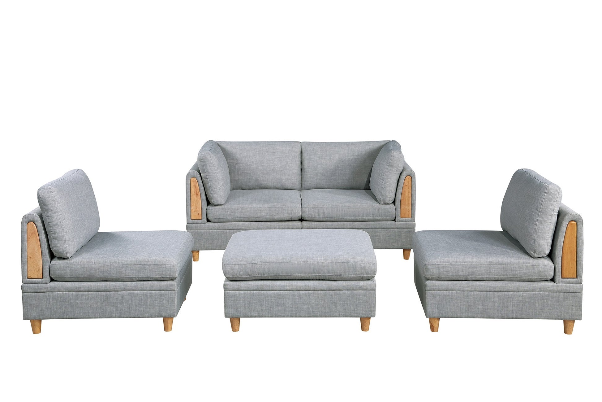 Living Room Furniture Corner Wedge Light Grey Dorris Fabric 1Pc Cushion Wedge Sofa Wooden Legs Light Grey Primary Living Space Contemporary,Transitional Fabric