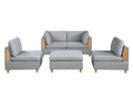 Living Room Furniture Ottoman Light Grey Dorris Fabric 1Pc Cushion Ottomans Wooden Legs Light Grey Primary Living Space Grey Modern,Transitional Rectangle Fabric