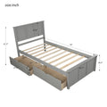 Platform Storage Bed, 2 Drawers With Wheels, Twin Size Frame, Gray Sku: Wf283062Aae Twin Gray Pine