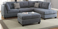 3 Pcs Sectional Sofa Blue Grey Polyfiber Cushion Sofa Chaise Ottoman Reversible Couch Pillows Light Grey Blue Faux Leather Wood Primary Living Space Cushion Back Contemporary,Modern L Shaped Fabric 5 Seat