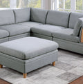 Living Room Furniture 6Pc Modular Sofa Set Light Grey Dorris Fabric Couch 3X Corner Wedges 2X Armless Chair And 1X Ottoman Light Grey Primary Living Space Cushion Back Contemporary,Modern Modular Fabric 6 Seat