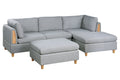 Living Room Furniture Ottoman Light Grey Dorris Fabric 1Pc Cushion Ottomans Wooden Legs Light Grey Primary Living Space Grey Modern,Transitional Rectangle Fabric