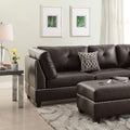 3 Pcs Sectional Sofa Espresso Bonded Leather Cushion Sofa Chaise Ottoman Reversible Couch Pillows Espresso Brown Faux Leather Wood Primary Living Space Cushion Back Contemporary,Modern L Shaped Pillow Top Arms Bonded Leather 5 Seat