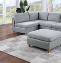 Living Room Furniture Ottoman Light Grey Dorris Fabric 1Pc Cushion Ottomans Wooden Legs Light Grey Primary Living Space Grey Modern,Transitional Rectangle Fabric