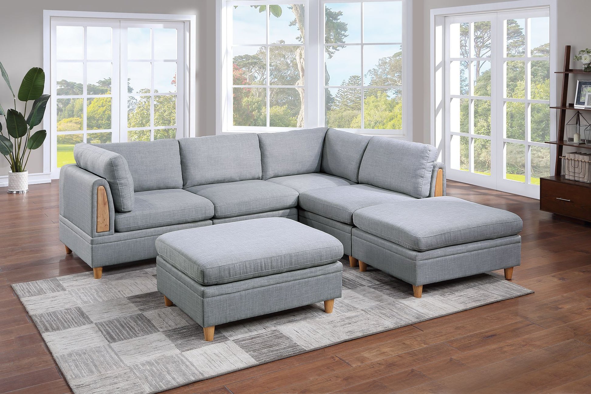 Living Room Furniture Corner Wedge Light Grey Dorris Fabric 1Pc Cushion Wedge Sofa Wooden Legs Light Grey Primary Living Space Contemporary,Transitional Fabric