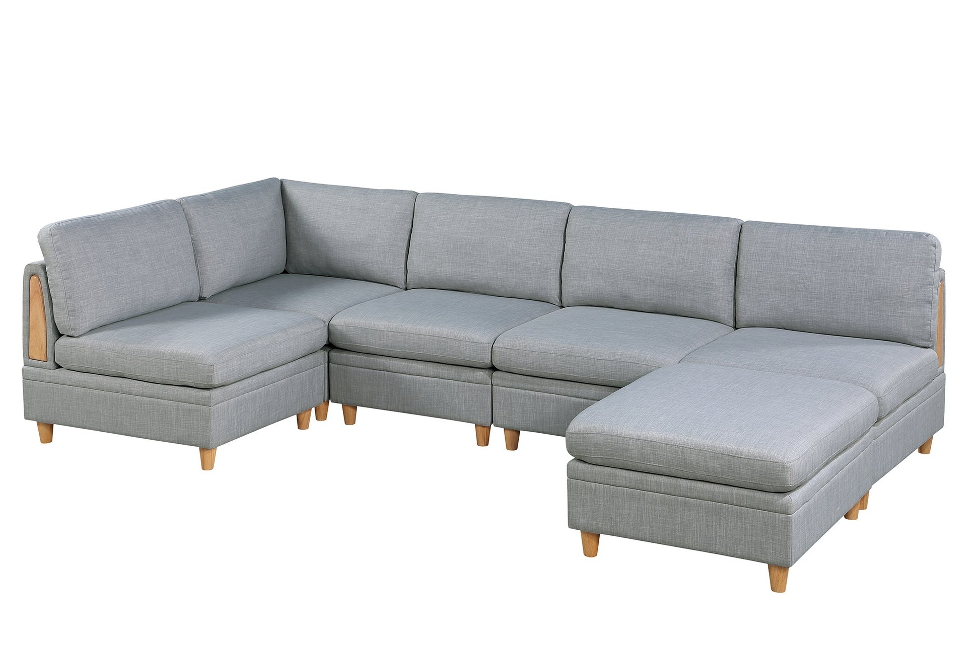 Living Room Furniture Corner Wedge Light Grey Dorris Fabric 1Pc Cushion Wedge Sofa Wooden Legs Light Grey Primary Living Space Contemporary,Transitional Fabric