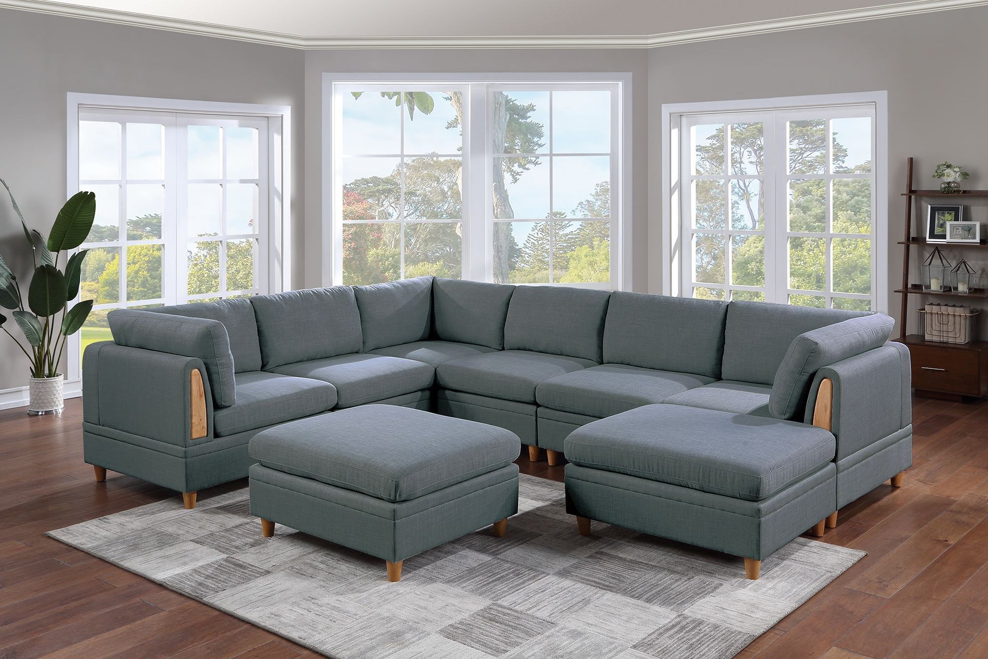 Living Room Furniture Ottoman Steel Color Dorris Fabric 1Pc Cushion Ottomans Wooden Legs Deco Grey Mix Primary Living Space Grey Contemporary,Transitional Fabric