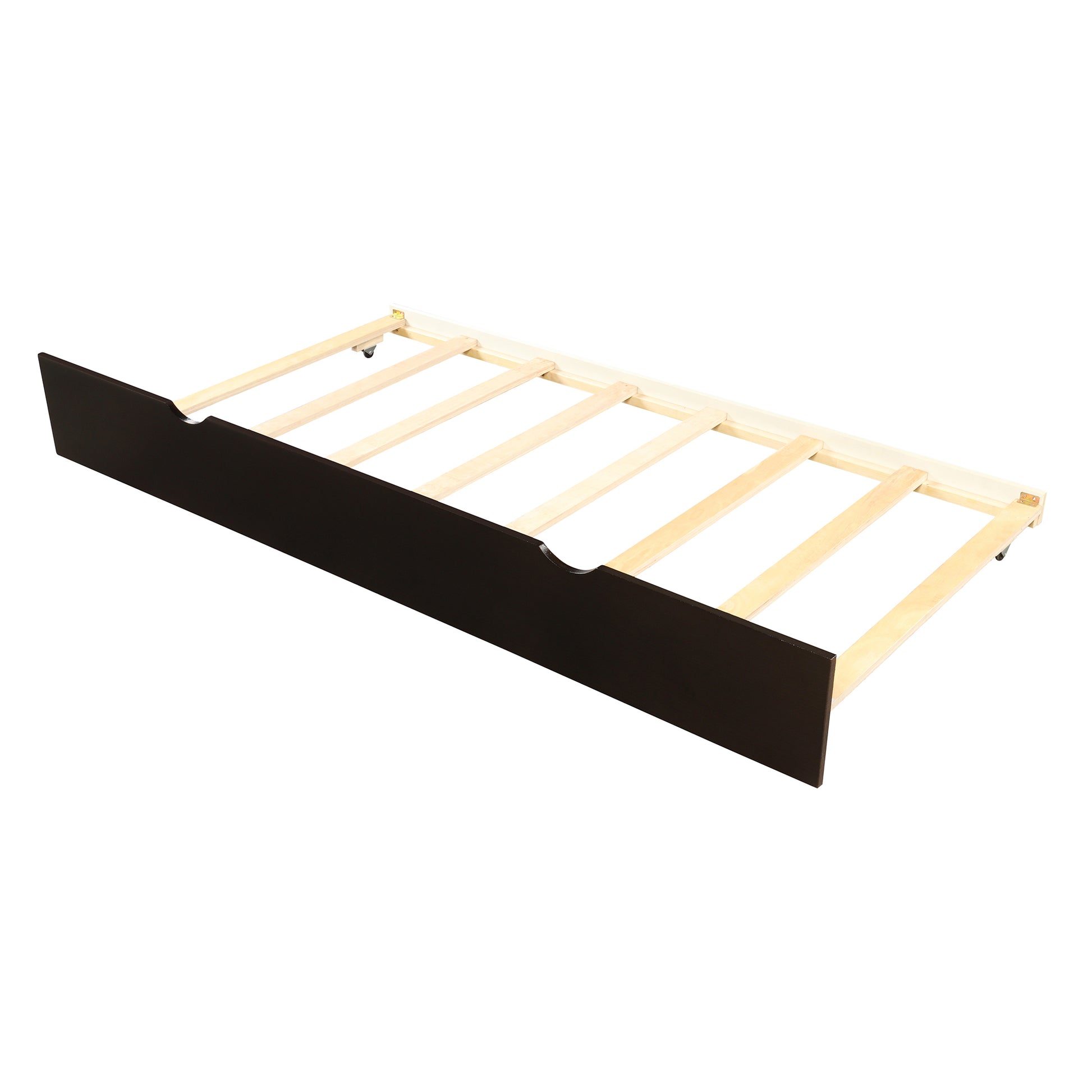 Platform Bed With Twin Size Trundle, Twin Size Frame, Espresso Espresso Pine