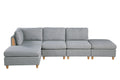 Living Room Furniture Ottoman Light Grey Dorris Fabric 1Pc Cushion Ottomans Wooden Legs Light Grey Primary Living Space Grey Modern,Transitional Rectangle Fabric