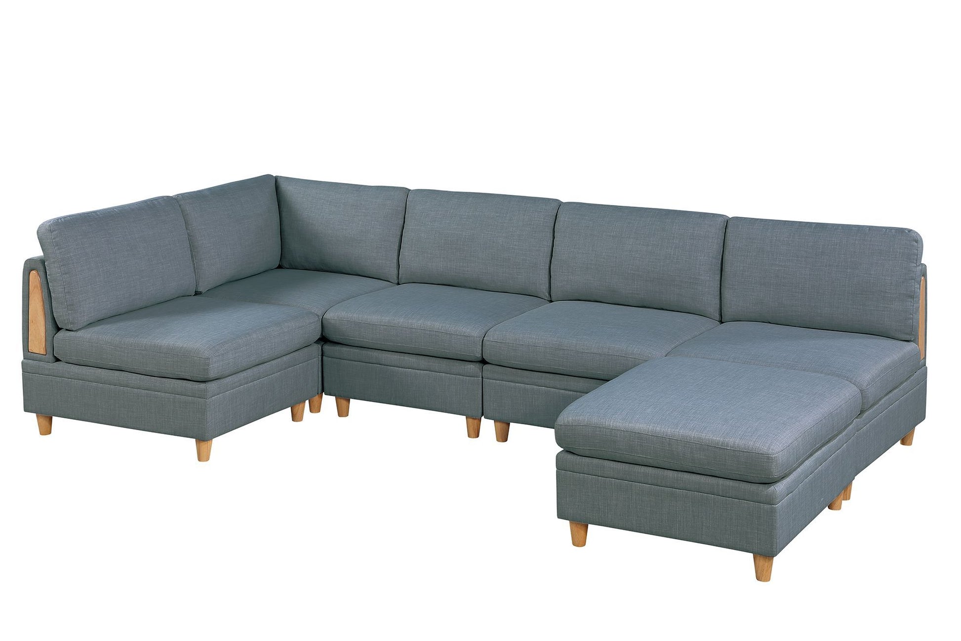Living Room Furniture Ottoman Steel Color Dorris Fabric 1Pc Cushion Ottomans Wooden Legs Deco Grey Mix Primary Living Space Grey Contemporary,Transitional Fabric