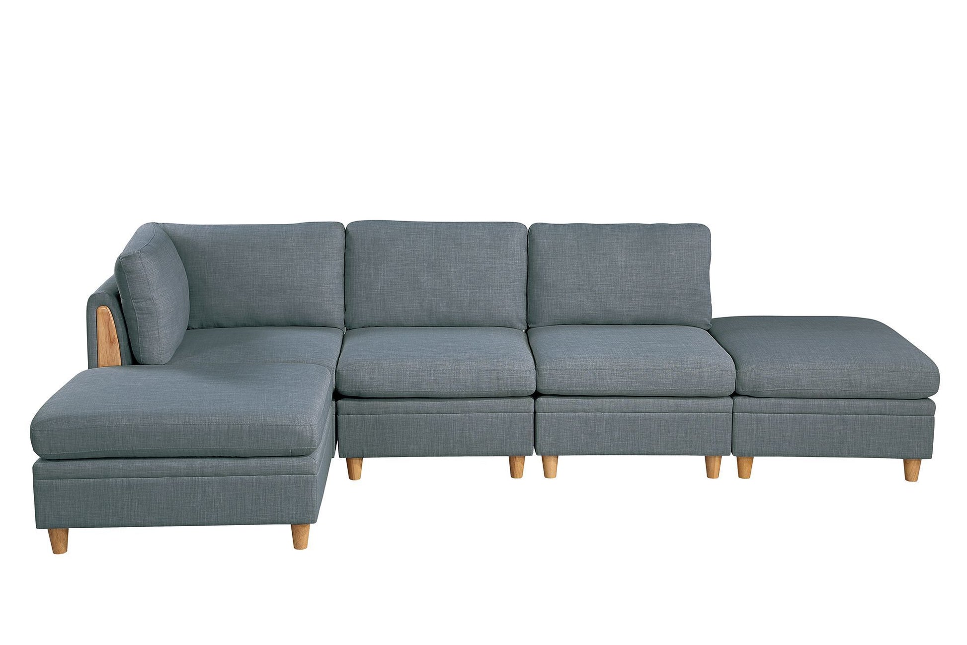 Living Room Furniture Ottoman Steel Color Dorris Fabric 1Pc Cushion Ottomans Wooden Legs Deco Grey Mix Primary Living Space Grey Contemporary,Transitional Fabric