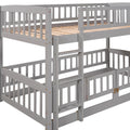 Bunk Bed With Slide,Twin Over Twin Low Bunk Bed With Fence And Ladder For Toddler Kids Teens Grey Grey Solid Wood