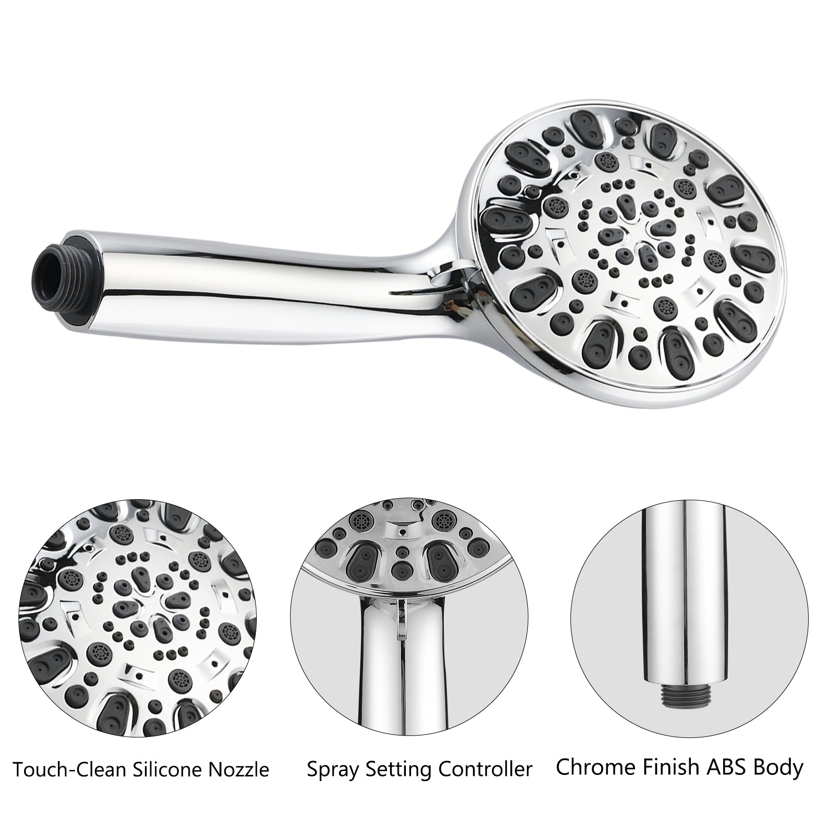 Drill Free Stainless Steel Slide Bar Combo Rain Showerhead 7 Setting Hand, Dual Shower Head Spa System Chrome Abs