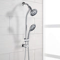 Drill Free Stainless Steel Slide Bar Combo Rain Showerhead 7 Setting Hand, Dual Shower Head Spa System Chrome Abs