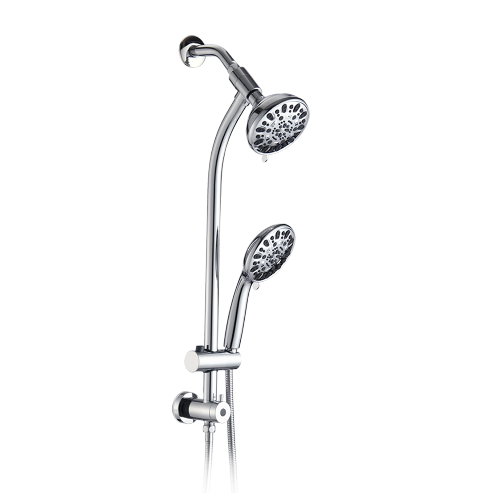 Drill Free Stainless Steel Slide Bar Combo Rain Showerhead 7 Setting Hand, Dual Shower Head Spa System Chrome Abs