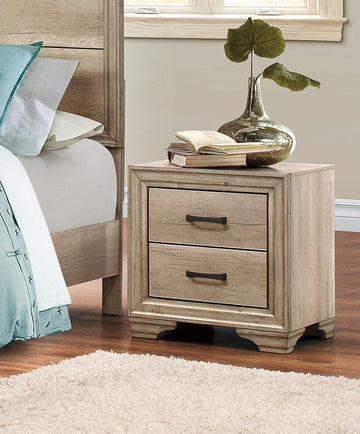 Contemporary Bedroom Furniture 1Pc Nightstand Of Drawers Natural Finish Melamine Laminate Bed Side Table Natural 2 Drawers Bedroom Wood