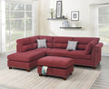 Sectional Sofa Red Velvet #F6419 Red Fabric