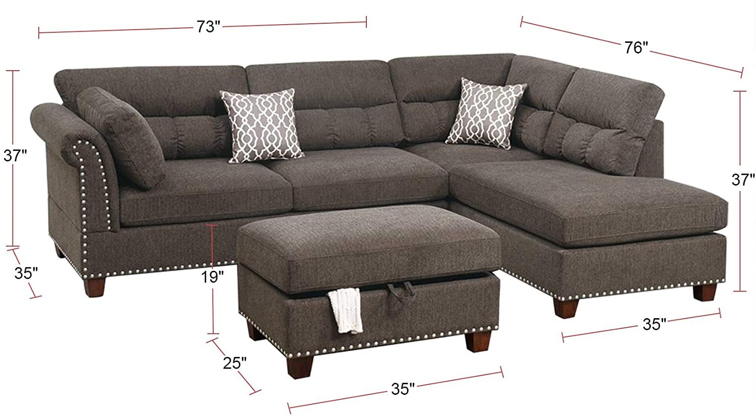 Sectional Sofa Tan Color Velvet Fabric Reversible Chaise Sofa Sectional W Pillows Cocktail Storage Ottoman 3Pc Set Tan Velvet Wood Primary Living Space Cushion Back Contemporary,Modern Pillow Top Arms Velvet 5 Seat