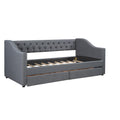 Upholstered Twin Size Daybed With Two Drawers, Wood Slat Support, Gray Old Sku :Lp000011Aae Gray Upholstered