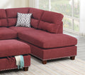 Sectional Sofa Red Velvet #F6419 Red Fabric