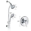 Drill Free Stainless Steel Slide Bar Combo Rain Showerhead 7 Setting Hand, Dual Shower Head Spa System Rough In Valve Included Chrome Abs