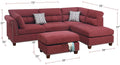 Sectional Sofa Red Velvet #F6419 Red Fabric