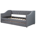 Upholstered Twin Size Daybed With Two Drawers, Wood Slat Support, Gray Old Sku :Lp000011Aae Gray Upholstered