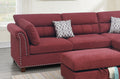 Sectional Sofa Red Velvet #F6419 Red Fabric