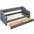 Upholstered Twin Size Daybed With Two Drawers, Wood Slat Support, Gray Old Sku :Lp000011Aae Gray Upholstered