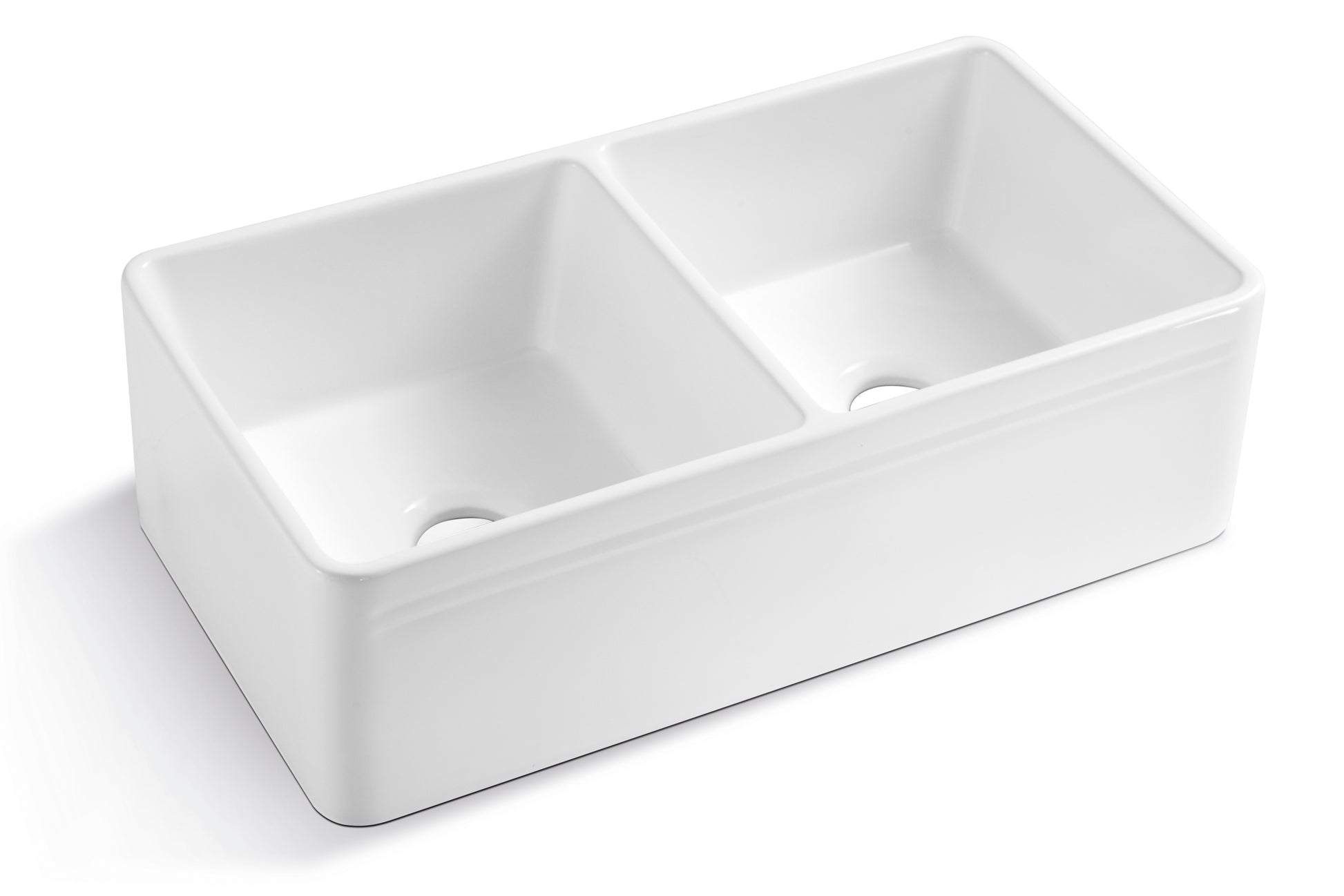 Ceramic White 33*18*10" Kitchen Double Basin Farmhouse Sink Rectangular Vessel Sink White Ceramic