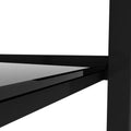 Set Of 2, Glass Two Layer Tea Table, Small Round Table, Bedroom Corner Table, Living Room Side Table,Black Black Tempered Glass