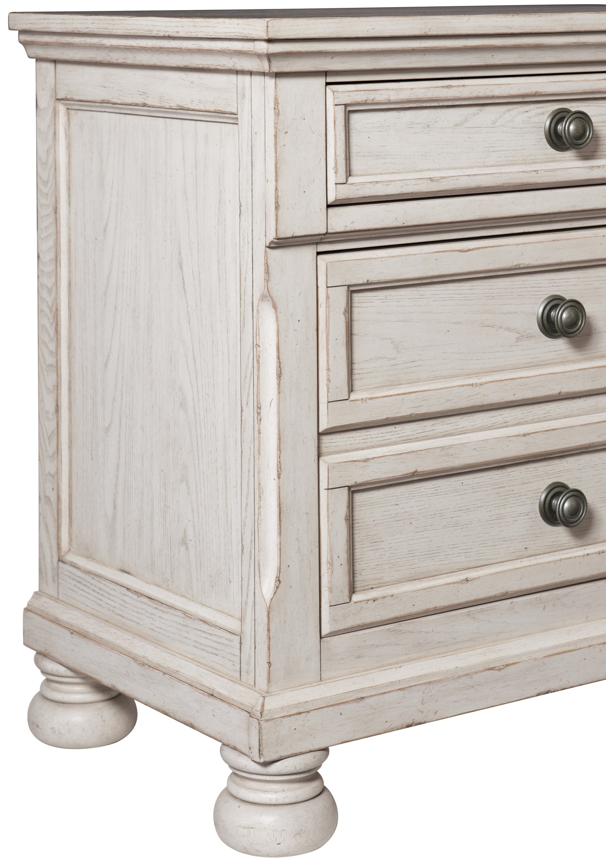 Transitional Wire Brushed White Finish 1Pc Nightstand With Hidden Drawer Bun Feet Classic Bedroom Furniture Antique White 3 Drawers Bedroom Traditional,Transitional Wood