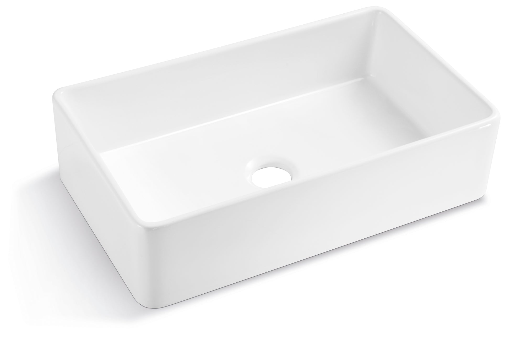 33" L X 20" W Single Basin Ceramic Farmhouse Kitchen Sink With Basket Strainer White Ceramic