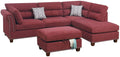 Sectional Sofa Red Velvet #F6419 Red Fabric