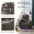 Power Motion Recliner With Usb Charging Port And Hidden Arm Storage, Home Theater Seating With 2 Convenient Cup Holders Design And 360 Swivel Tray Table Old Sku: Sg000441Aaa Grey Metal & Wood