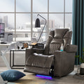 Power Motion Recliner With Usb Charging Port And Hidden Arm Storage, Home Theater Seating With 2 Convenient Cup Holders Design And 360 Swivel Tray Table Old Sku: Sg000441Aaa Grey Metal & Wood