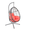 Swing Egg Chair With Stand, High Quality Modern Design, 37.4X37.4X76.77 Red Red Rattan Steel