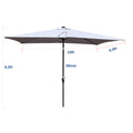 10 X 6.5T Rectangular Patio Solar Led Lighted Outdoor Umbrellas With Crank And Push Button Tilt For Garden Backyard Pool Swimming Pool Light Slate Grey Steel