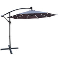 10 Ft Outdoor Patio Umbrella Solar Powered Led Lighted Sun Shade Market Waterproof 8 Ribs Umbrella With Crank And Cross Base For Garden Deck Backyard Pool Shade Outside Deck Swimming Pool Medium